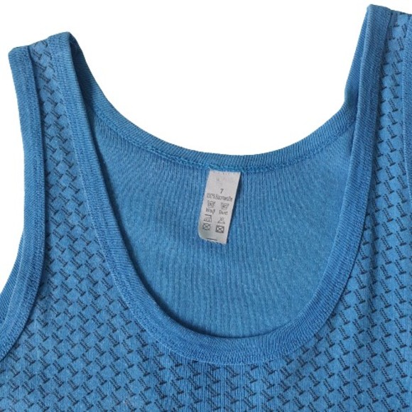 Size 12-14 Stretchy Blue & Black Pattern Vest Top - Picture 3 of 5